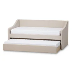 Twin Barnstorm Modern And Contemporary Fabric Upholstered Daybed With Guest Trundle Bed - Baxton Studio