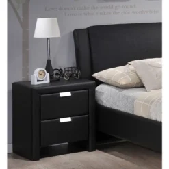 Frey Upholstered Modern Nightstand - Baxton Studio