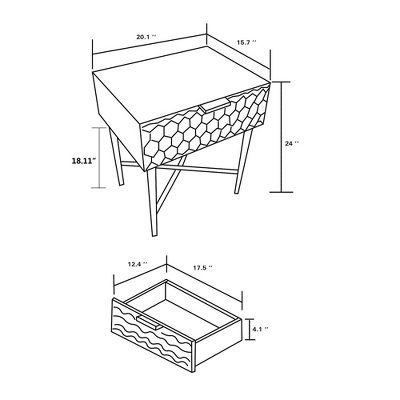Marcin Wood And Metal 1 Drawer Nightstand White/Gold - Baxton Studio - Image 12