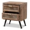 Calida Wood And Rattan 2 Drawer Nightstand Brown - Baxton Studio