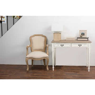 Dauphine Traditional French Accent Writing Desk White/Light Brown - Baxton Studio - Image 3