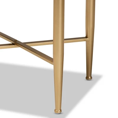 Marcin Wood And Metal 1 Drawer Nightstand White/Gold - Baxton Studio - Image 7