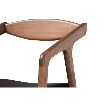 2pc Harland Faux Leather Upholstered And Wood Dining Chair Set - Baxton Studio - Image 4