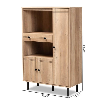 Patterson 1 Drawer Kitchen Storage Cabinet Walnut - Baxton Studio - Image 8