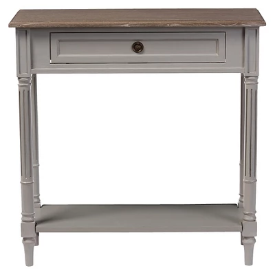 Edouard French Provincial Style Console Table With 1 Drawer - White/Light Brown - Baxton Studio