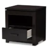 Bienna Modern And Contemporary Finished 1 Drawer Nightstand Dark Brown - Baxton Studio