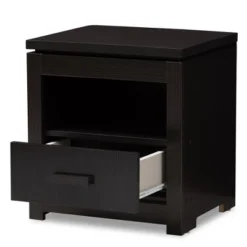 Bienna Modern And Contemporary Finished 1 Drawer Nightstand Dark Brown - Baxton Studio