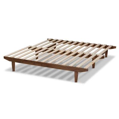 King Hiro Wood Expandable Bed Frame Walnut - Baxton Studio - Image 5