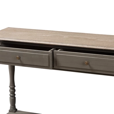 Noemie Country Cottage Farmhouse Finished 2 Drawer Console Table Brown - Baxton Studio - Image 5