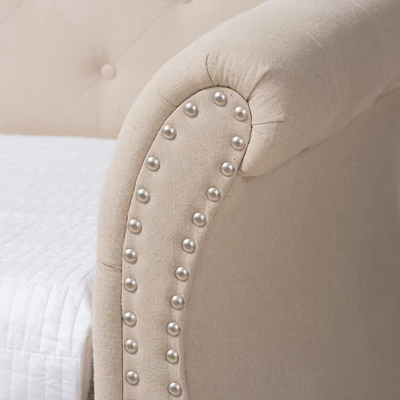 Twin Cherine Classic And Contemporary Fabric Upholstered Daybed With Trundle Beige - Baxton Studio - Image 5