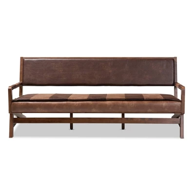 Rovelyn Faux Leather Finished Wood Sofa Brown - Baxton Studio - Image 9