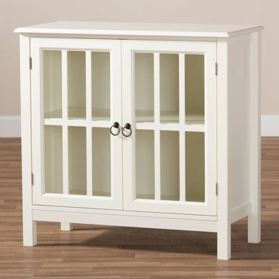 Kendall Wood And Glass Kitchen Cabinet White - Baxton Studio - Image 7
