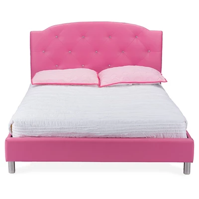 Queen Canterbury Modern And Contemporary Faux Leather Platform Bed Hot Pink - Baxton Studio