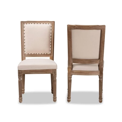 Set Of 2 Louane Fabric Upholstered And Wood Dining Chairs - Baxton Studio - Image 4