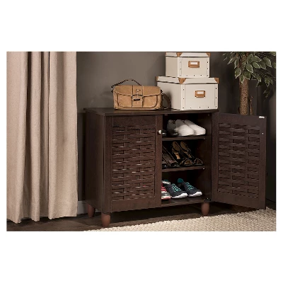 Winda Modern And Contemporary 2-Door Wooden Entryway Shoes Storage Cabinet - Dark Brown - Baxton Studio - Image 5