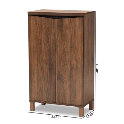 Talon Two-Tone Wood 2 Door Shoe Storage Cabinet Walnut Brown/Dark Gray - Baxton Studio - Image 11