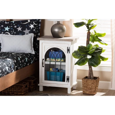 Faron Wood 1 Door Nightstand White/Oak Brown - Baxton Studio - Image 5