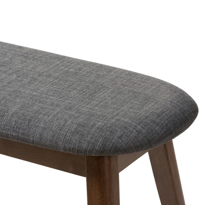 Baxton Studio Easton Mid Century Modern Walnut Finished Wood Fabric Upholstered Bench - Image 4