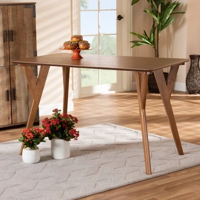 Sahar Mid-Century Wood Dining Table Walnut/Brown - Baxton Studio - Image 5