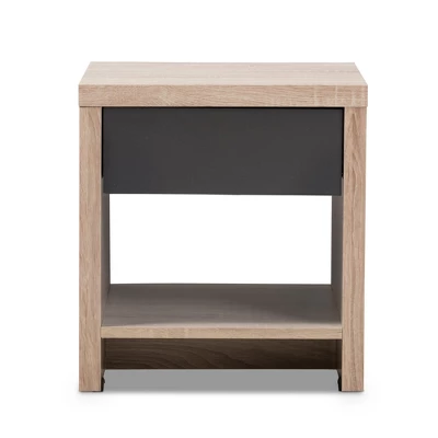 Jamie Modern And Contemporary Two - Tone Wood 1 - Drawer 1 - Shelf Nightstand - Brown - Baxton Studio - Image 2