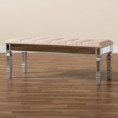 Hedia Fabric Upholstered And Wood Accent Bench - Baxton Studio - Image 6