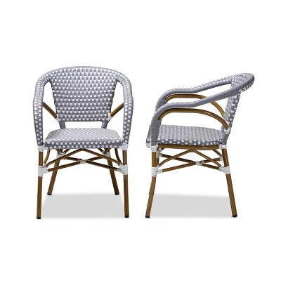 Baxton Studio Set Of 2 Eliane Indoor And Outdoor Stackable Bistro Dining Chairs - BaxtonStudio - Image 2