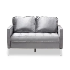 Baxton Studio Clara Velvet Fabric Upholstered 2 Seater Loveseat Gray - BaxtonStudio