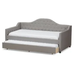 Twin Perry Modern And Contemporary Fabric Daybed With Trundle Light Gray - Baxton Studio