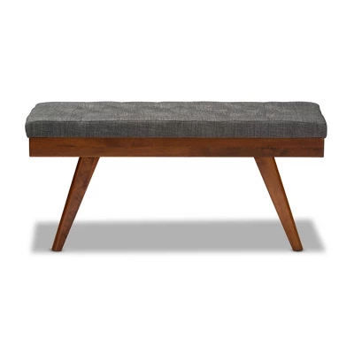 Alona Medium Wood Dining Bench Gray - Baxton Studio