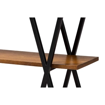 Norton Rustic And Industrial Wood And Black Metal Console Table Walnut Brown - Baxton Studio - Image 3