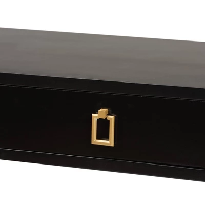 Madan Wood And Metal 2 Drawer Console Table Black/Gold - Baxton Studio - Image 5