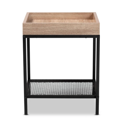 Overton Wood And Metal End Table Oak/Black - Baxton Studio - Image 2