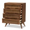 Barrett Wood And Synthetic Rattan 4 Drawer Chest Walnut Brown - Baxton Studio