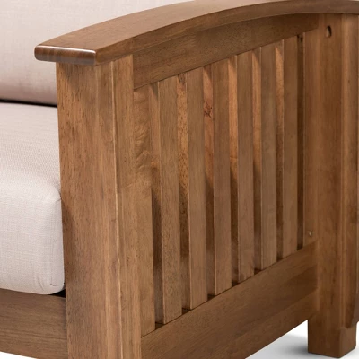 Charlotte Fabric Upholstered Wood 2 Seater Loveseat Taupe/Brown - Baxton Studio - Image 5