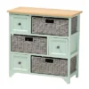 Valtina Two-Tone Wood 3 Drawer Storage Unit With Baskets Oak Brown/Gray/Mint Green - Baxton Studio