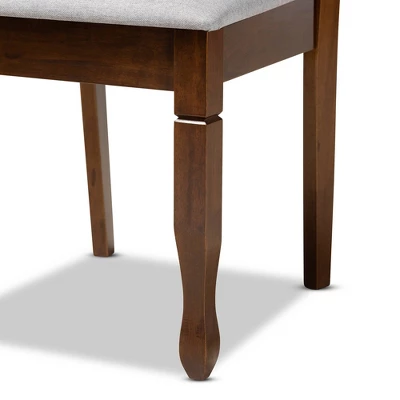 7pc Augustine Fabric Upholstered Dining Set Gray/Walnut Brown - Baxton Studio - Image 5