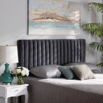 Emile Velvet Fabric Upholstered And Wood Headboard - Baxton Studio - Image 2