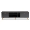 Kelson Wood TV Stand For TVs Up To 55" Dark Gray/Gold - Baxton Studio