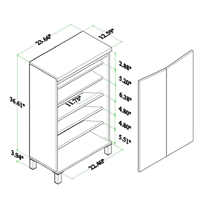 Talon Two-Tone Wood 2 Door Shoe Storage Cabinet Walnut Brown/Dark Gray - Baxton Studio - Image 10