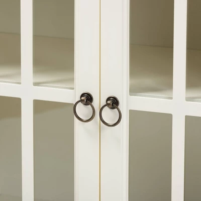 Kendall Wood And Glass Kitchen Cabinet White - Baxton Studio - Image 4