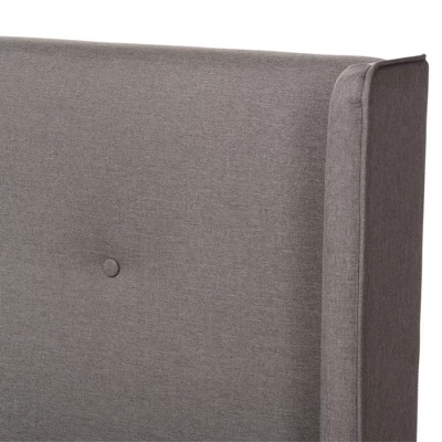 Brooklyn Mid Century Modern Walnut Wood Fabric Upholstered Platform Bed - Baxton Studio - Image 4