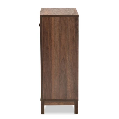 2 Door Nissa Wood Shoe Storage Cabinet Walnut Brown - Baxton Studio - Image 3