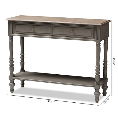 Noemie Country Cottage Farmhouse Finished 2 Drawer Console Table Brown - Baxton Studio - Image 9