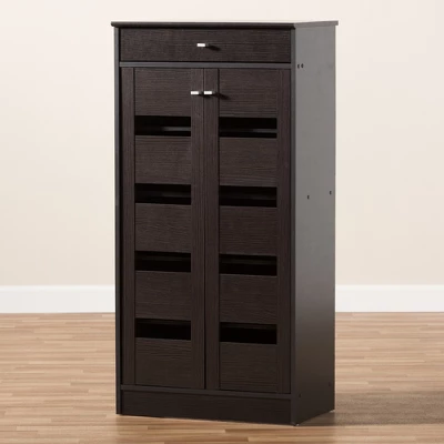 Acadia Modern And Contemporary Finished Shoe Cabinet Dark Brown - Baxton Studio - Image 10