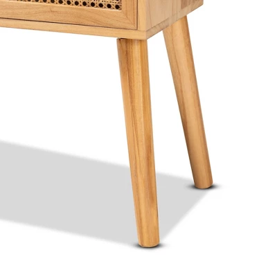 Falan Wood With Rattan 2 Drawer Console Table Oak Brown - Baxton Studio - Image 7