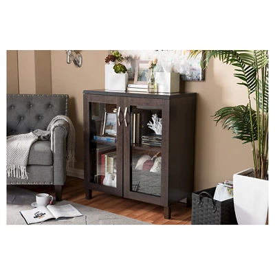 Sintra Modern And Contemporary Sideboard Storage Cabinet With Glass Doors - Dark Brown - Baxton Studio - Image 3