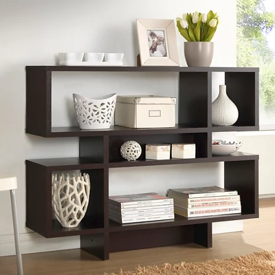 Cassidy 35.25" 4 Level Modern Bookshelf Dark Brown - Baxton Studio - Image 2