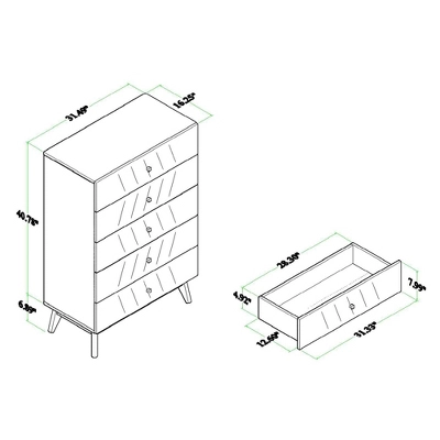 Hartman Wood 5 Drawer Storage Chest Walnut Brown - Baxton Studio - Image 7