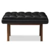 Baxton Studio Annetha Mid Century Modern Walnut Finished Wood Faux Leather Upholstered Ottoman Black