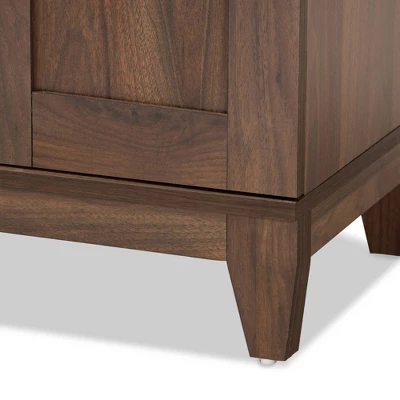 2 Door Nissa Wood Shoe Storage Cabinet Walnut Brown - Baxton Studio - Image 5